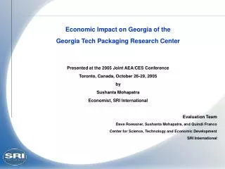 Economic Impact on Georgia of the Georgia Tech Packaging Research Center