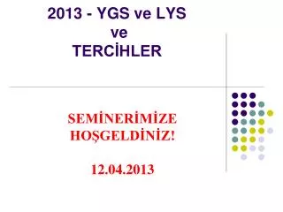 2013 ygs ve lys ve terc hler