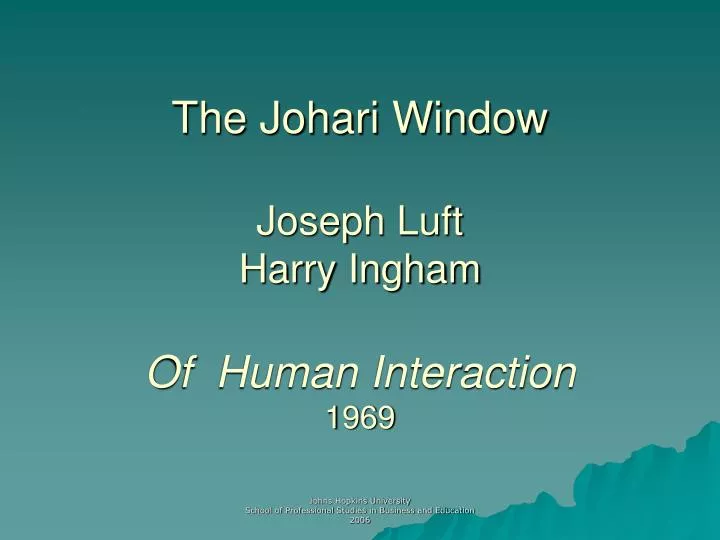the johari window joseph luft harry ingham of human interaction 1969