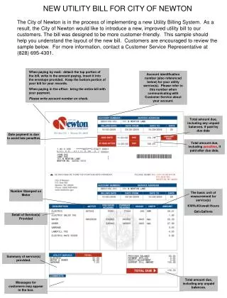 NEW UTILITY BILL FOR CITY OF NEWTON