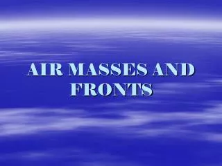 air masses and fronts