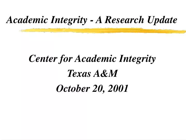 academic integrity a research update