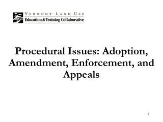 Procedural Issues: Adoption, Amendment, Enforcement, and Appeals