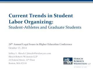 Current Trends in Student Labor Organizing: Student-Athletes and Graduate Students