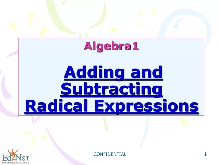 algebra1 adding and subtracting radical expressions