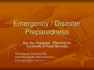 Emergency / Disaster Preparedness