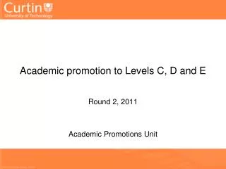 Academic promotion to L evels C, D and E