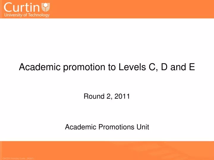 academic promotion to l evels c d and e
