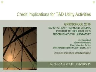 Credit Implications for T&amp;D Utility Activities