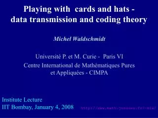 Playing with cards and hats - data transmission and coding theory