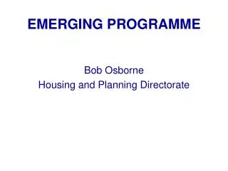 EMERGING PROGRAMME