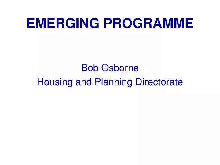emerging programme
