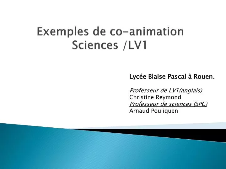 exemples de co animation sciences lv1