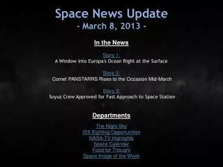 Space News Update - March 8, 2013 -