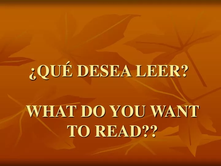 what do you want to read