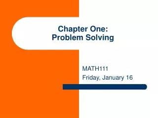 Chapter One: Problem Solving