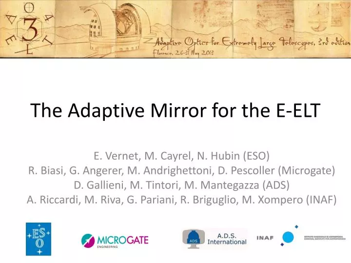 the adaptive mirror for the e elt