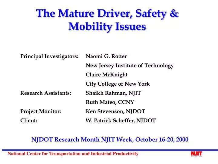 the mature driver safety mobility issues