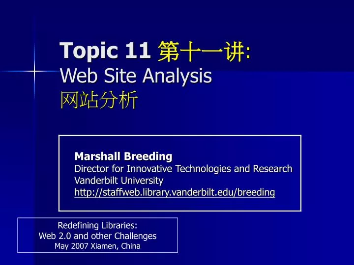 topic 11 web site analysis