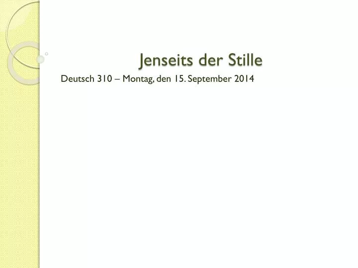 jenseits der stille