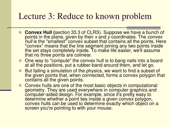 lecture 3 reduce to known problem