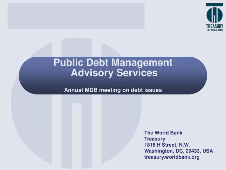 public debt management advisory services annual mdb meeting on debt issues