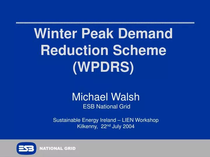 winter peak demand reduction scheme wpdrs