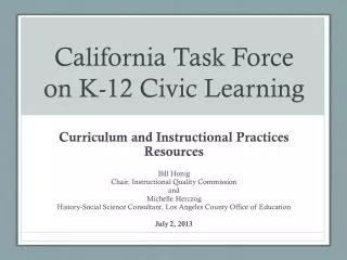 california task force on k 12 civic learning