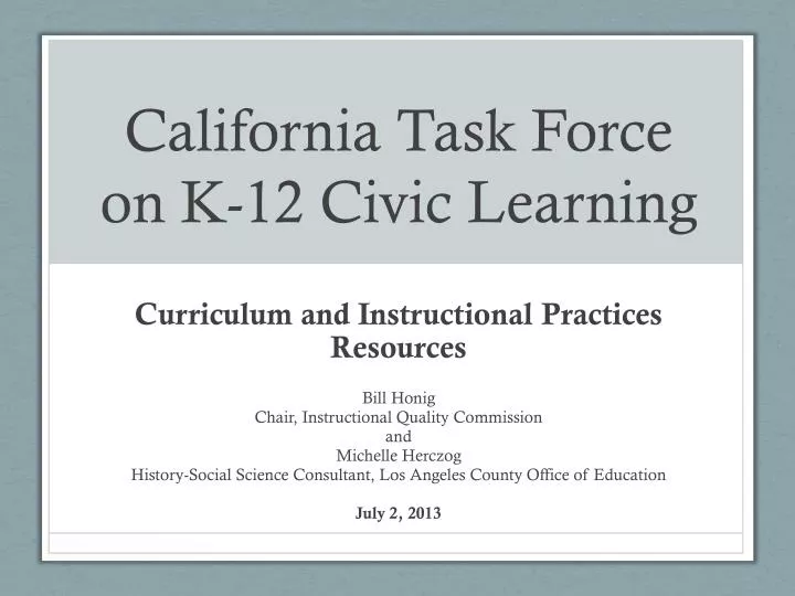 california task force on k 12 civic learning