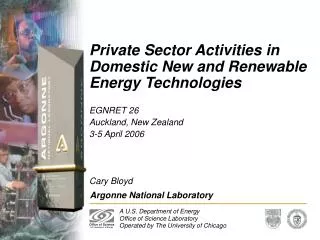 Private Sector Activities in Domestic New and Renewable Energy Technologies