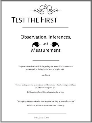 Observation, Inferences, and Measurement