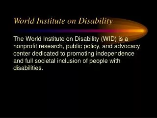 World Institute on Disability