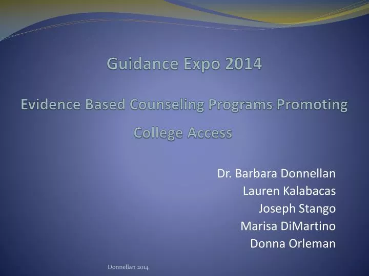 guidance expo 2014 evidence based counseling programs promoting college access