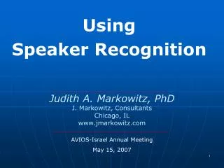 Using Speaker Recognition