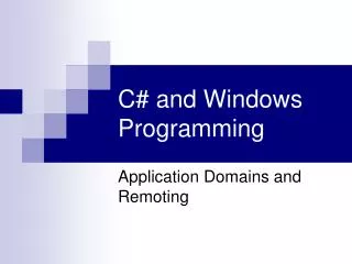 C# and Windows Programming