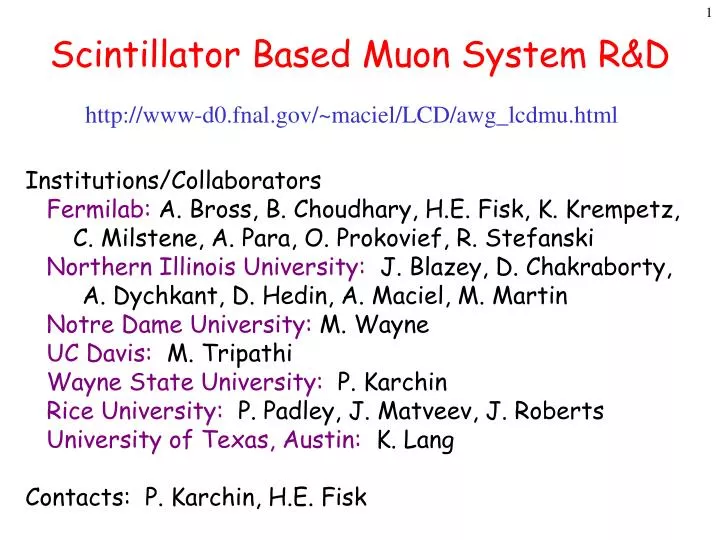 scintillator based muon system r d