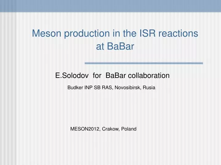 meson production in the isr reactions at babar