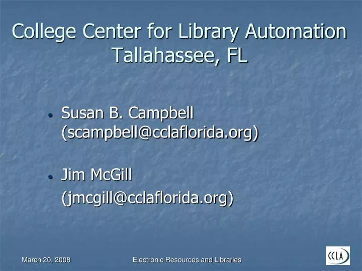 college center for library automation tallahassee fl