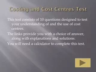 Costing and Cost C entres Test