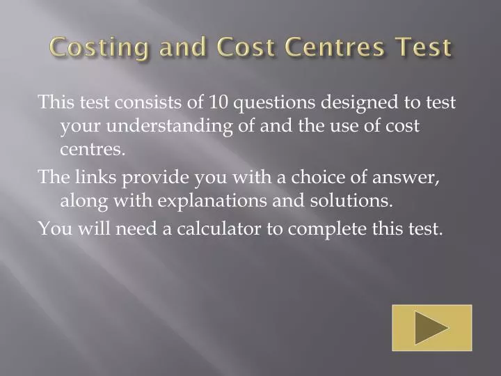 costing and cost c entres test