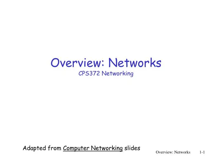 overview networks cps372 networking