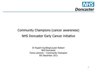Community Champions (cancer awareness) NHS Doncaster Early Cancer initiative