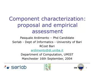 Component characterization: proposal and empirical assessment