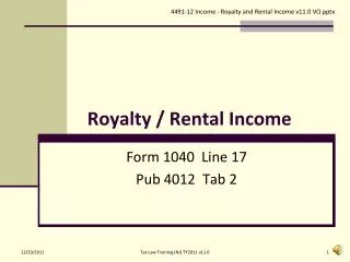 Royalty / Rental Income
