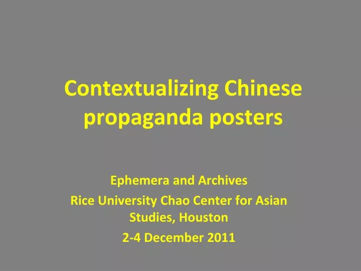 contextualizing chinese propaganda posters