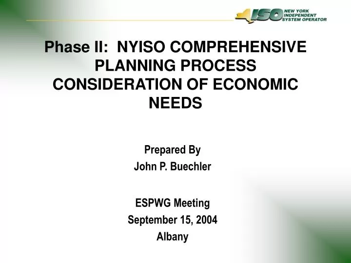 phase ii nyiso comprehensive planning process consideration of economic needs