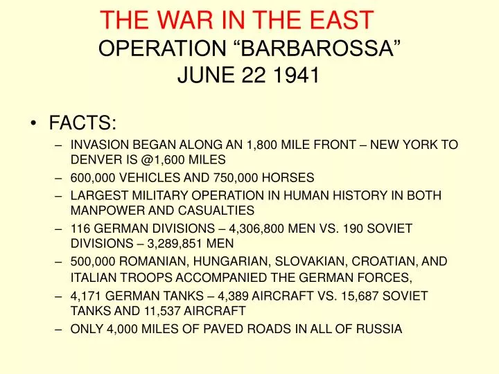 the war in the east operation barbarossa june 22 1941