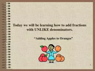 Today we will be learning how to add fractions with UNLIKE denominators.