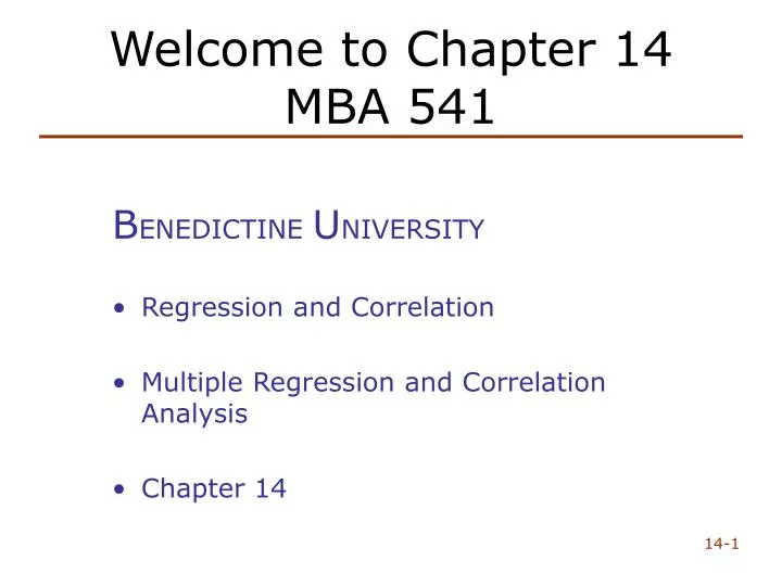 welcome to chapter 14 mba 541