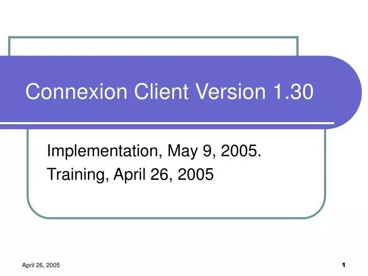 connexion client version 1 30